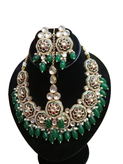 Emerald Rajwadi Necklace Set